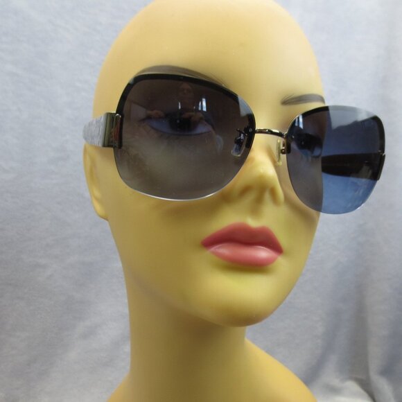 Coach Sunglasses HC7011 Dark Silver/Gray Logo Earpiece Blue Gradient Lenses Case main image 10